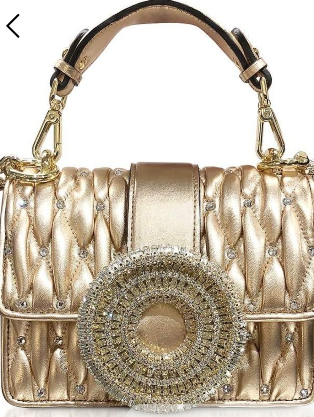 NWT Prestige Gedebe Gio Small Rose Gold Leather & Crystal Handbag